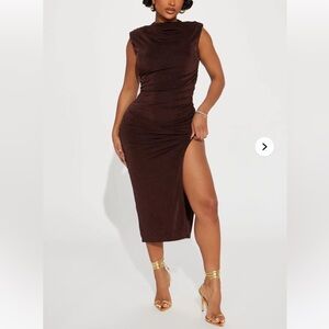 Fashion Nova Brown Midi Dress